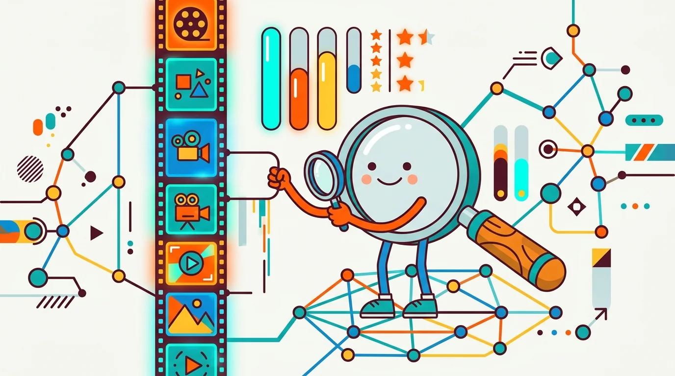 Technical diagram of neural network frame generation with glowing quality meter indicators