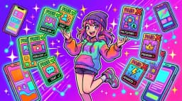 Cartoon creator comparing free vs paid AI video generator tool cards