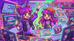 Cartoon creator animating still photos into AI video frames with sparkles