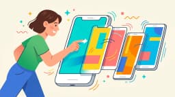 Bold vertical social media frames with dynamic motion lines and vibrant color blocks on phone screens