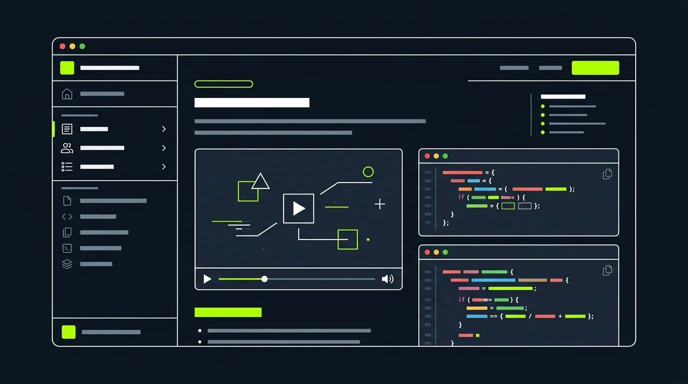 API documentation video embedded in a developer portal alongside code samples