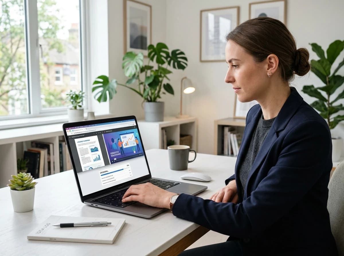 Person creating an AI explainer video from a PDF document on laptop