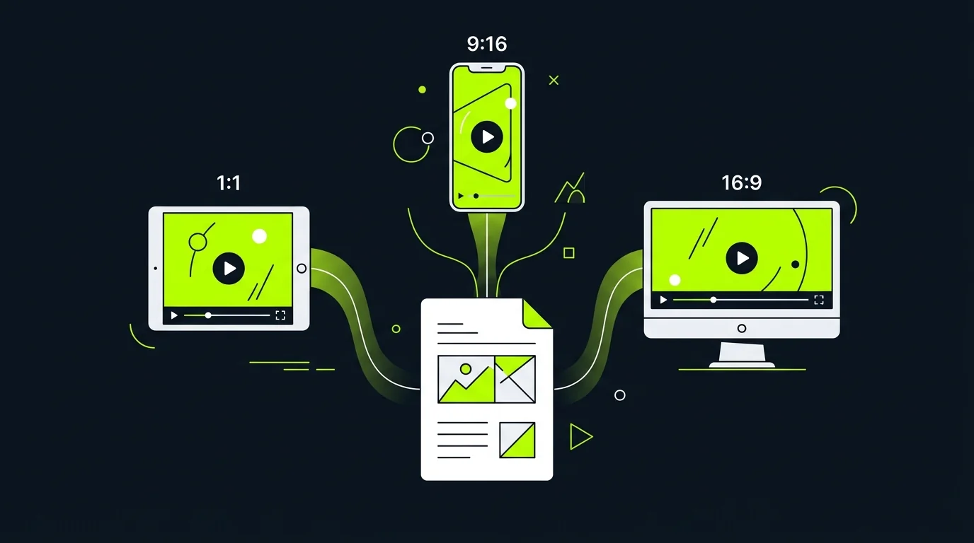Multiple marketing video variants displayed for different social channels