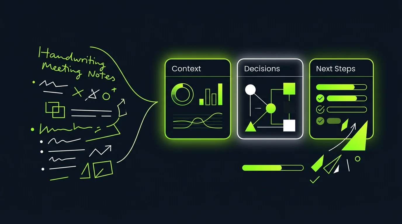 Meeting notes being converted into a structured recap video