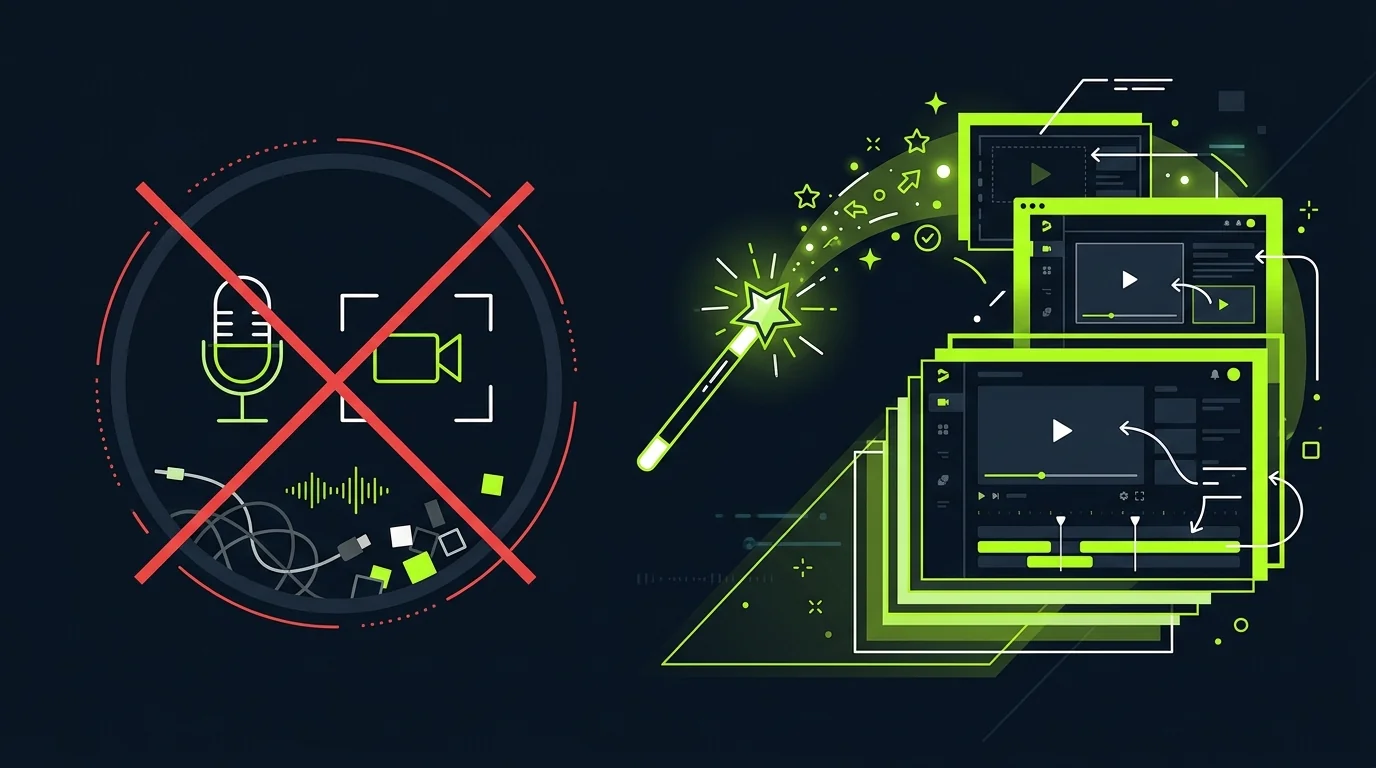 Tutorial video with annotated UI scenes generated without screen recording