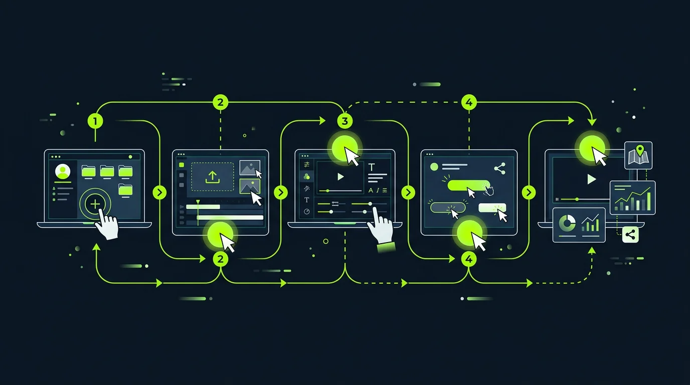 Step-by-step tutorial video being created from a process document